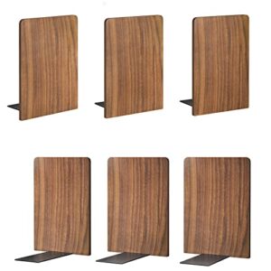 brosisincorp wood book ends for shelves bookends to hold heavy duty books pack of 3 pair walnut wooden office book stand non-skid