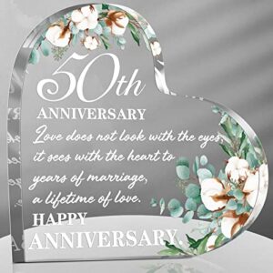 50th anniversary decoration wedding gift for her 50th marriage gifts for anniversary wife husband happy gift acrylic heart keepsake for couple mom dad parents women man