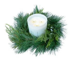 mixed pine pillar candle ring, 12 inches diameter, artificial pine, candle holder ring