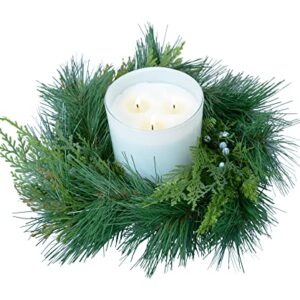 Mixed Pine Pillar Candle Ring, 12 Inches Diameter, Artificial Pine, Candle Holder Ring