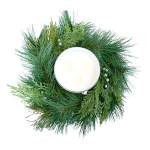 Mixed Pine Pillar Candle Ring, 12 Inches Diameter, Artificial Pine, Candle Holder Ring