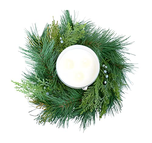 Mixed Pine Pillar Candle Ring, 12 Inches Diameter, Artificial Pine, Candle Holder Ring