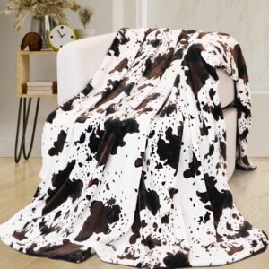 fleece cow print throw blanket, super soft flannel cozy cow blankets for adults, lightweight fuzzy cow blankets for couch sofa bed office, throw size warm plush blankets for all season 50″×60″