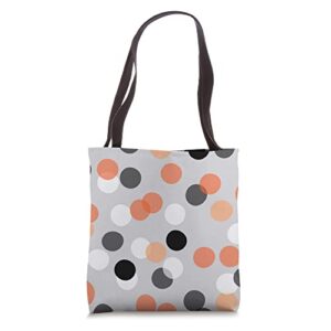 aesthetic dot pattern in black, orange and gray tote bag
