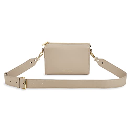 KATIE LOXTON Zana Womens Small Vegan Leather Convertible Crossbody Clutch Handbag Purse Taupe