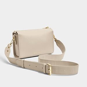 KATIE LOXTON Zana Womens Small Vegan Leather Convertible Crossbody Clutch Handbag Purse Taupe