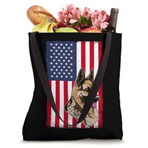 Patriotic German Shepherd Gift USA Flag Dog Owner Tote Bag