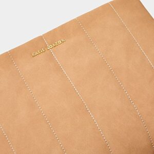 KATIE LOXTON Kayla Quilted Womens Medium Vegan Leather Clutch Purse Pouch Tan
