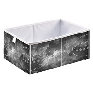 Blueangle Black Basketball Court Cube Storage Bin, 11 x 11 x 11 in, Large Collapsible Organizer Storage Basket for Home Décor（497）