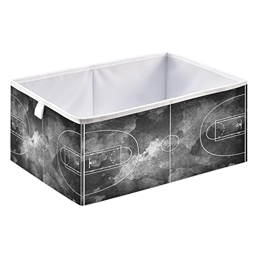 Blueangle Black Basketball Court Cube Storage Bin, 11 x 11 x 11 in, Large Collapsible Organizer Storage Basket for Home Décor（497）