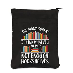 pliti bookworm book sleeve book lover book bag book club gift literary book theme book protector bookish gift (enough bookshelves bsbl)