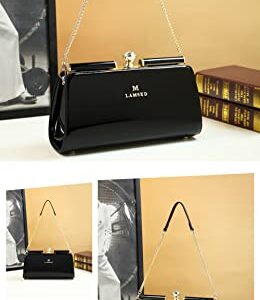 Shirt Luv Genuine Leather Women's Top Handle Satchel Crossbody Handbags Clutch Evening Bag Purses Small Shoulder Bags (Black)