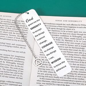 Christian Religious Bookmark for Men Women Teen Girl Boy Serenity Prayer Gift Bible Verse Scripture Godson Goddaughter Reader Sobriety Recovery Christmas Stocking Stuffer Easter Birthday Inspirational