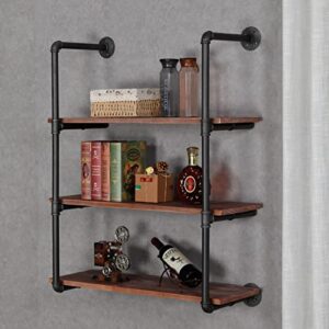 RZGY Industrial Floating Shelves Wall Mount, 3-Tiers Wall Mount Bookshelf Pipe Wall Shelf DIY Storage Shelving, Rustic Pipe Shelving Unit,Wall Book Shelf for Home Organizer