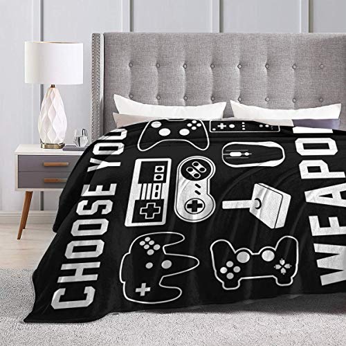 Gaming Throw Blanket Your Controller Gamer Player Ultra-Soft Micro Light Weight Warm Fleece Flannel Blanke for Living Room Bedroom Sofa Chair (60"x50", Gamer Blanket)