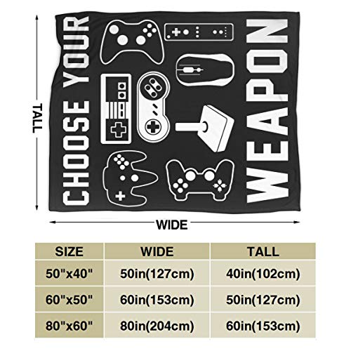 Gaming Throw Blanket Your Controller Gamer Player Ultra-Soft Micro Light Weight Warm Fleece Flannel Blanke for Living Room Bedroom Sofa Chair (60"x50", Gamer Blanket)