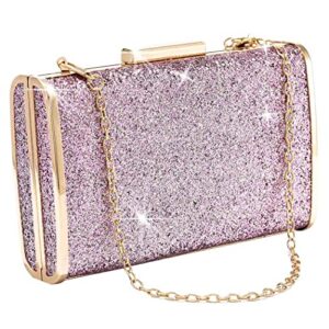 yokawe women’s clutch purse sparkling glitter evening bag prom party bride wedding handbag (pink)