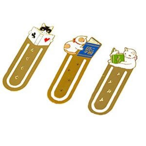 Starte 3Pcs Funny Cute Cat Theme Metal Bookmark for Cat Lovers Book Marker Lovely School Office Supplies for Kids