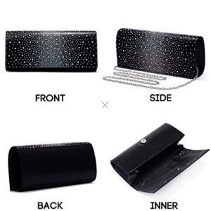 Yokawe Women Clutch Purse Sparkling Rhinestone Evening Bag Wedding Formal Party Prom Handbag (Black)