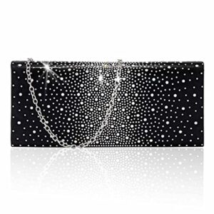 Yokawe Women Clutch Purse Sparkling Rhinestone Evening Bag Wedding Formal Party Prom Handbag (Black)