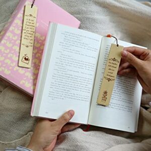 Donxote Bookmark Set of 2, Inspirational Bookmarks for Book Lovers, Natural Wooden Carving Art Philosophy Book Mark, is A Unique Valentines Gift for Students, Men, Women and Kids