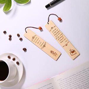 Donxote Bookmark Set of 2, Inspirational Bookmarks for Book Lovers, Natural Wooden Carving Art Philosophy Book Mark, is A Unique Valentines Gift for Students, Men, Women and Kids