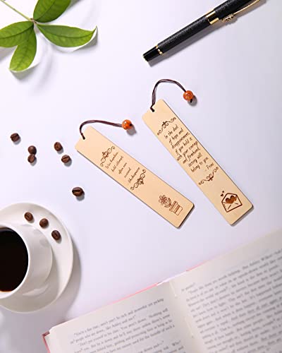 Donxote Bookmark Set of 2, Inspirational Bookmarks for Book Lovers, Natural Wooden Carving Art Philosophy Book Mark, is A Unique Valentines Gift for Students, Men, Women and Kids