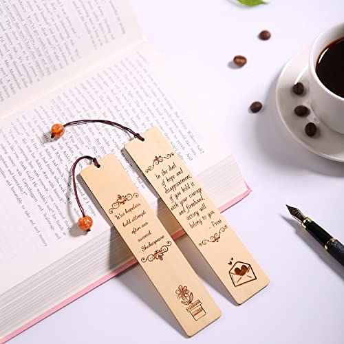 Donxote Bookmark Set of 2, Inspirational Bookmarks for Book Lovers, Natural Wooden Carving Art Philosophy Book Mark, is A Unique Valentines Gift for Students, Men, Women and Kids