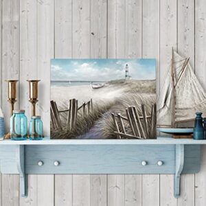 Canvas Wall Art Ocean Seascape Blue Painting Prints Modern Lighthouse Pictures Framed for Bedroom Bathroom Living Room Home Office Decor(11"x15")