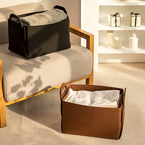 Ming Wei Storage Basket Felt Closet Bins Convenien with Handles Box Collapsible & Convenient Organizer for Office Bedroom Babies Nursery Toys Laundry Organizing (17.5Lx12.2Wx12H'' , medium grey)