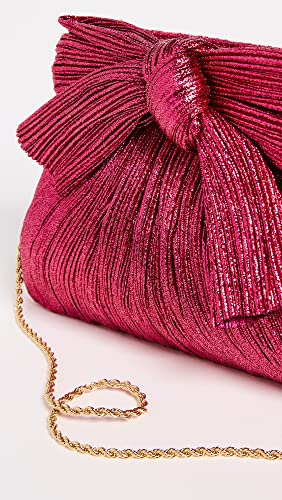 Loeffler Randall Women's Pleated Frame Clutch with Bow, Fuchsia, Pink, Metallic, One Size