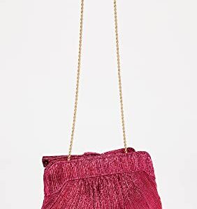 Loeffler Randall Women's Pleated Frame Clutch with Bow, Fuchsia, Pink, Metallic, One Size