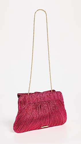 Loeffler Randall Women's Pleated Frame Clutch with Bow, Fuchsia, Pink, Metallic, One Size