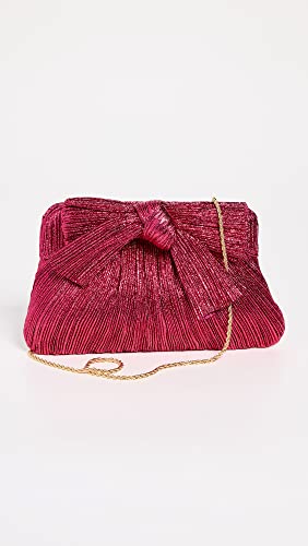 Loeffler Randall Women's Pleated Frame Clutch with Bow, Fuchsia, Pink, Metallic, One Size