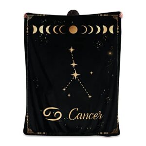 Cancer Blanket Constellations Throw Blankets 12 Horoscope Astrology Soft Cozy Personalized Flannel Throw Blankets 60x50 in