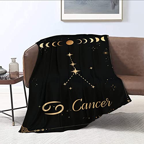 Cancer Blanket Constellations Throw Blankets 12 Horoscope Astrology Soft Cozy Personalized Flannel Throw Blankets 60x50 in