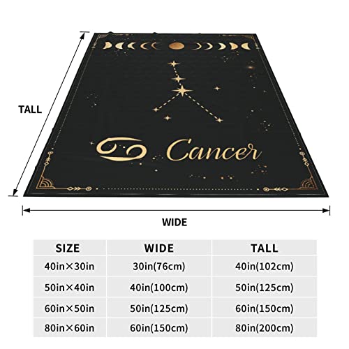 Cancer Blanket Constellations Throw Blankets 12 Horoscope Astrology Soft Cozy Personalized Flannel Throw Blankets 60x50 in
