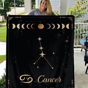 Cancer Blanket Constellations Throw Blankets 12 Horoscope Astrology Soft Cozy Personalized Flannel Throw Blankets 60x50 in