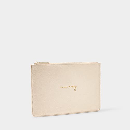 KATIE LOXTON So Very Merry Womens Medium Vegan Leather Christmas Sentiment Perfect Pouch Gold