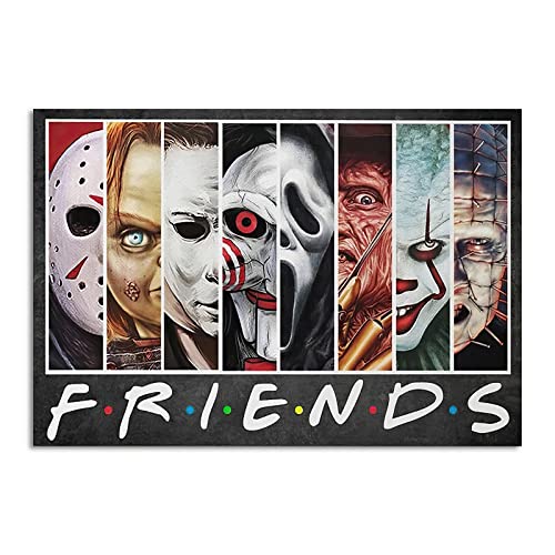 CCWACPP Horror Movie Posters Merchandise Framed Horror Friends Canvas Decor Scary Pictures Painting Collectibles Gifts (12x18inch (30x45cm), Horror Friends)