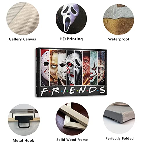 CCWACPP Horror Movie Posters Merchandise Framed Horror Friends Canvas Decor Scary Pictures Painting Collectibles Gifts (12x18inch (30x45cm), Horror Friends)