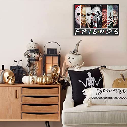 CCWACPP Horror Movie Posters Merchandise Framed Horror Friends Canvas Decor Scary Pictures Painting Collectibles Gifts (12x18inch (30x45cm), Horror Friends)