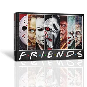 CCWACPP Horror Movie Posters Merchandise Framed Horror Friends Canvas Decor Scary Pictures Painting Collectibles Gifts (12x18inch (30x45cm), Horror Friends)