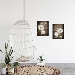 Apicoture Rustic Bathroom Wall Decor Dandelion Pictures Flower Wall Art Inhale Exhale Canvas Prints Farmhouse Wall Decor 12"x16"x2 Pieces