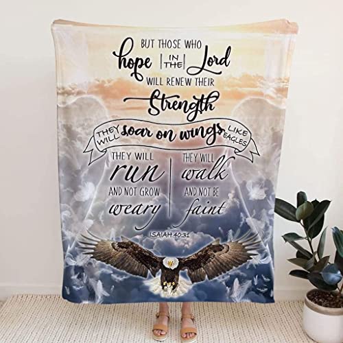 Eagle Isaiah 40:31 Blanket Those Who Hope in The Lord Blanket Jesus Christ Blanket God Gift Jesus Lover Gift Birthday Christmas Thanksgiving Fleece Blanket Sherpa Blanket