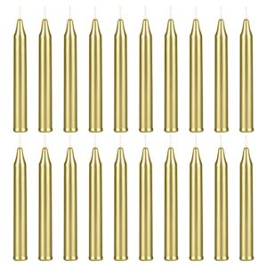 srg 20 pcs unscented gold mini taper candle, 4 inch tall x 1/2 inch diameter, great for casting chimes, rituals, spells, vigil, witchcraft, wiccan supplies, wax play & more