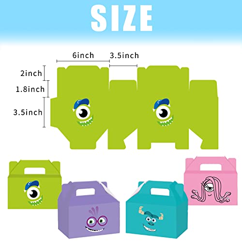 Monster Inc Treat Boxes Little Monster Candy Boxes Cardboard Present Boxes 16 Pcs 4 Style for Monster Inc Birthday Party Decorations