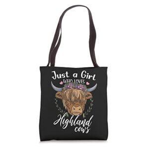 just a girl who loves highland cows scottish western country tote bag