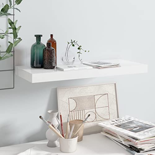 NusGear Floating Wall Shelf High Gloss White 23.6"x9.3"x1.5" MDF