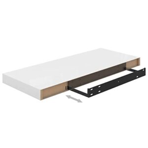 NusGear Floating Wall Shelf High Gloss White 23.6"x9.3"x1.5" MDF